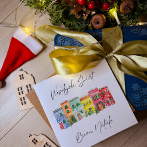 Kartka świąteczna włoski klimat kolorowe domki