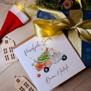 Kartka świąteczna włoski klimat ape z choinką