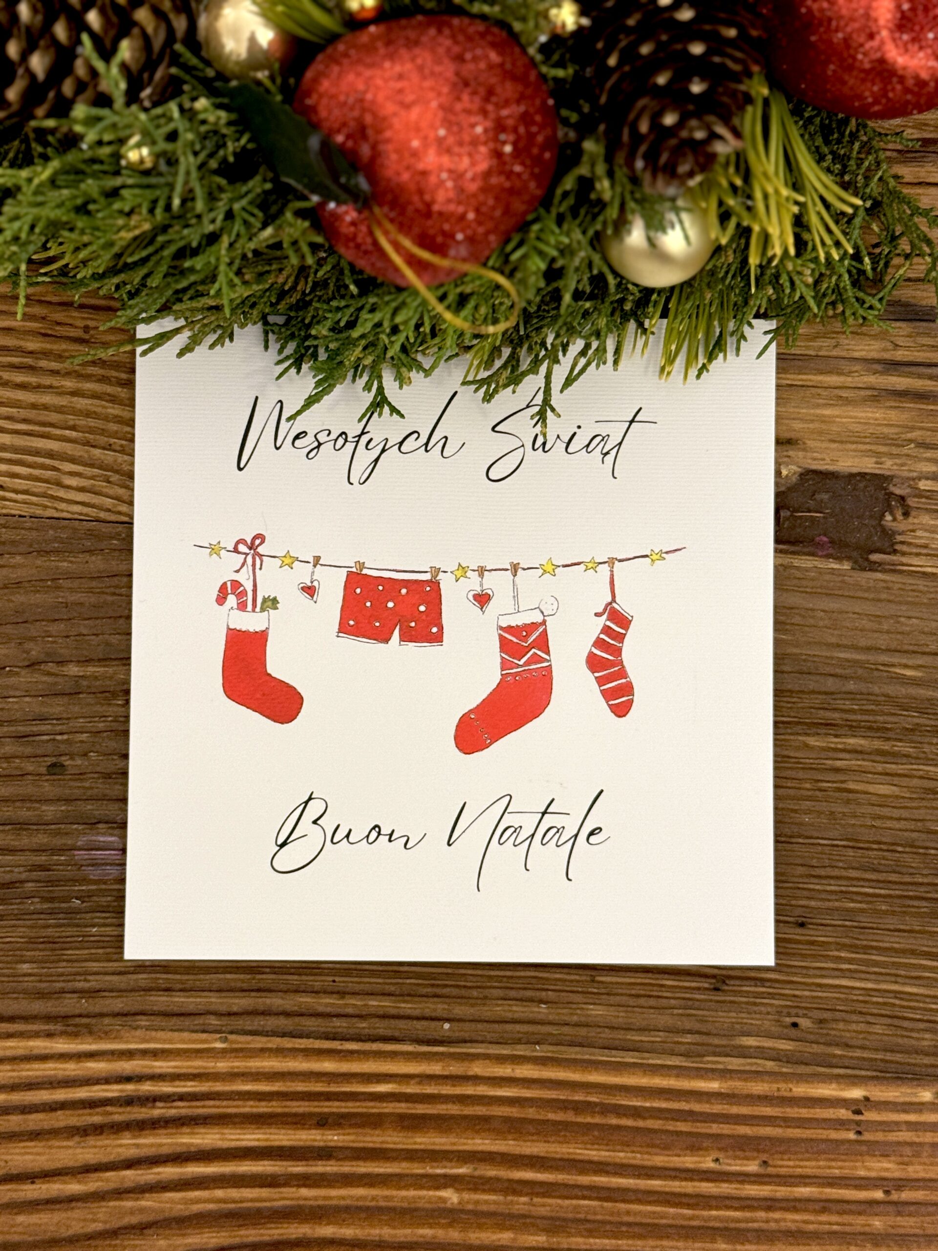 kartka swiateczna włoska wiszące pranie