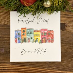 Kartka świąteczna włoski klimat kolorowe domki