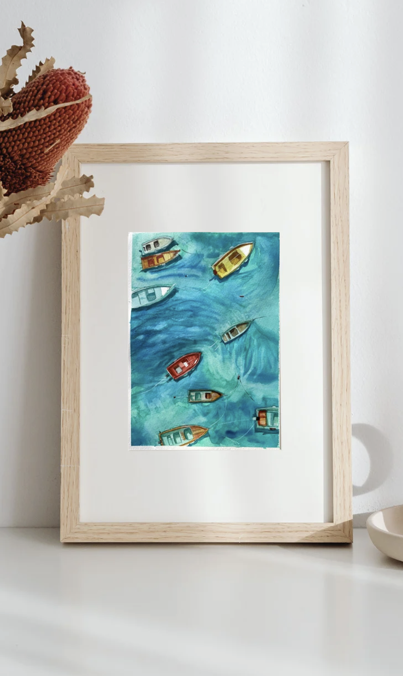 The Boats obraz akwarela łódki4