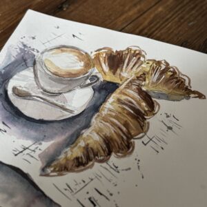 Warsztaty akwareli: Kawa i croissanty, czyli śniadanie do malowania | Kraków 11.04